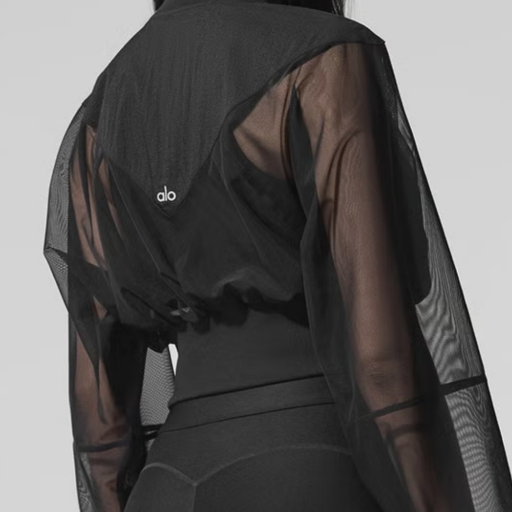 ALO Yoga Black Sheer Bomber Jacket - Picture 3 of 3